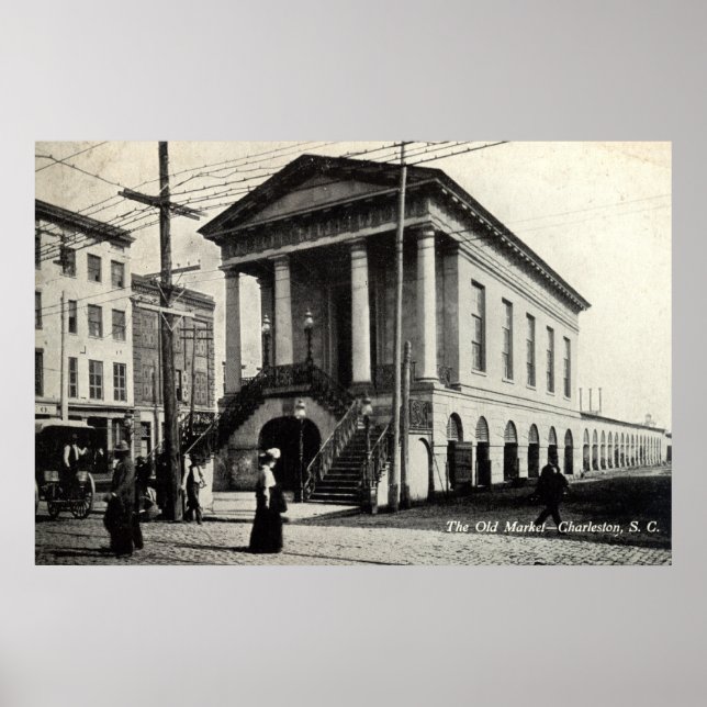 Pôster Antigo mercado Charleston SC Vintage 1910 (Frente)
