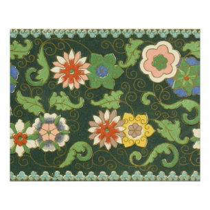 Pôster Antigo Padrão Chinês de Cloisonné: Jade Verde