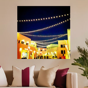 Poster Antigo porto de Doha à noite