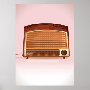 Poster Antigo reprodutor de Rádio retrô vintage