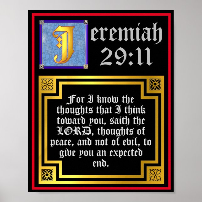 Poster Antigo Testamento Jeremiah 29 11 Citação Iluminada (Frente)