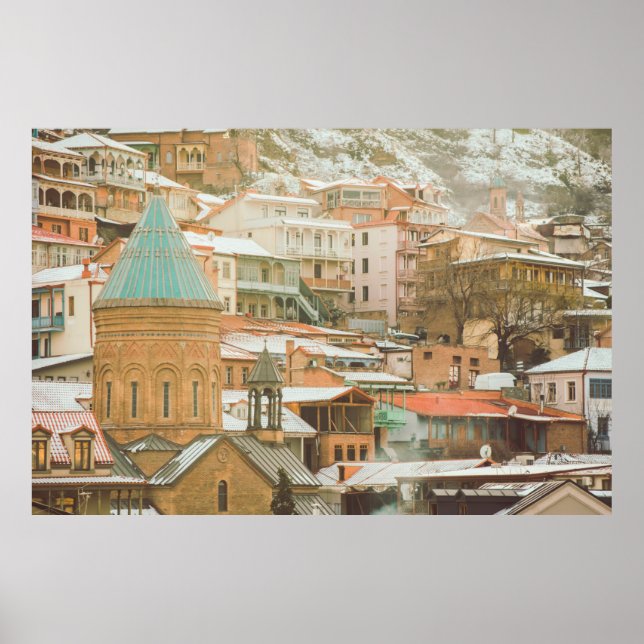 Poster Antigos edifícios históricos de Tbilisi. Viagem do (Frente)