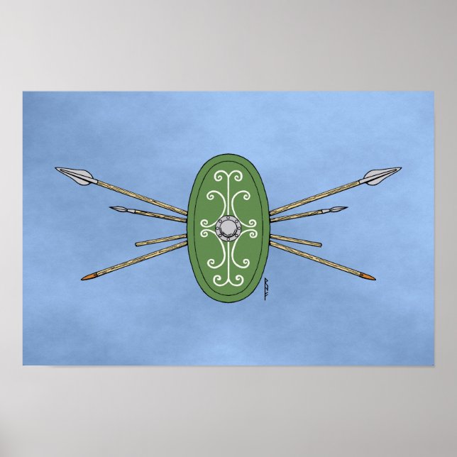 Poster Antigos escudos e lanças celtas (Frente)