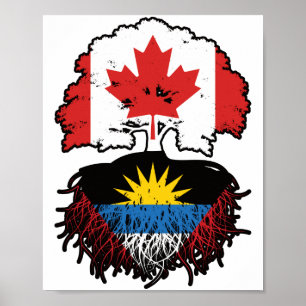 Poster Antigua Antiguan Canada Tree Roots Flag