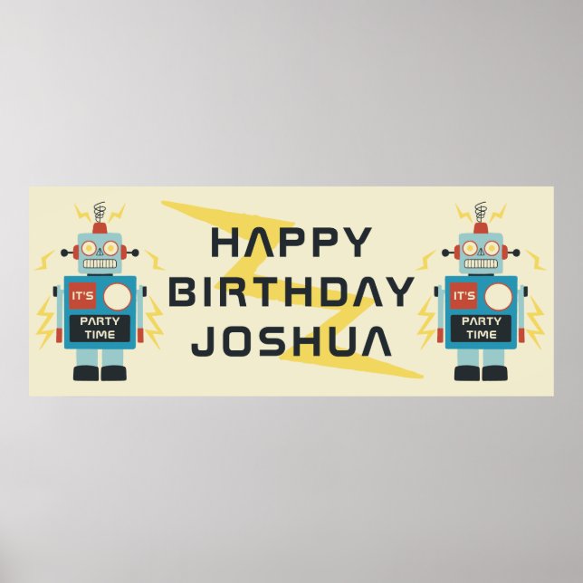 Poster Antiguamente Brinquedo Robot Birthday (Frente)