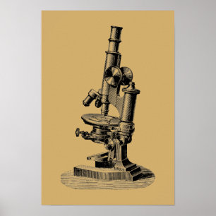 Poster Antiguidade 1892 Microscópio "Steampunk" Art