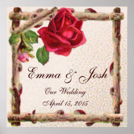 Pôster Antiguidade Vitorítica Vintage rosa rustica