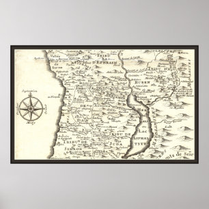 Poster Antiguidades do Mapa de Israel, Jerusalém, Mar do