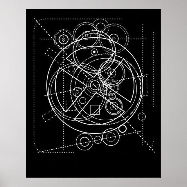 Poster Antikythera Mechanism Drawing (Frente)