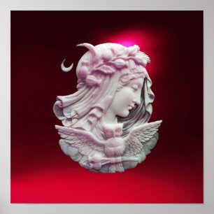 PÔSTER ANTIQUE CAMEO, LUA DA NOITE COM OWL