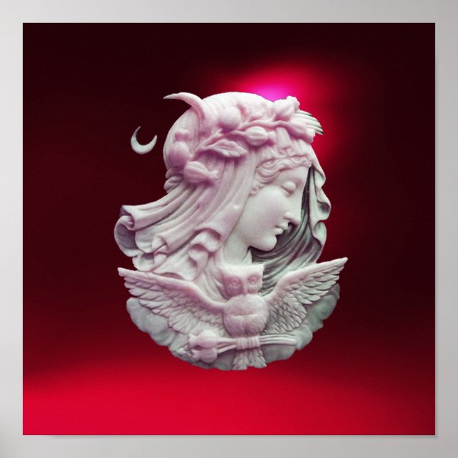 PÔSTER ANTIQUE CAMEO, LUA DA NOITE COM OWL (Frente)