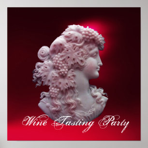 POSTER ANTIQUE CAMEO,SENHORA COM UVAS E GRÁVINAS