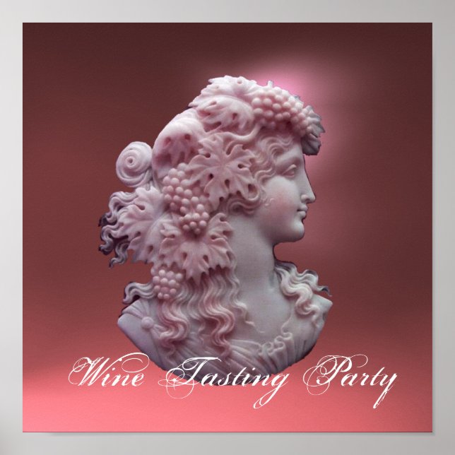 PÔSTER ANTIQUE CAMEO,SENHORA COM UVAS E GRÁVINAS (Frente)