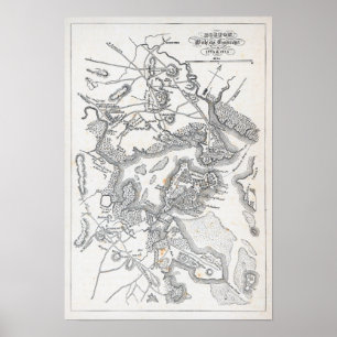 Poster Antique Map of Boston 1775-1776
