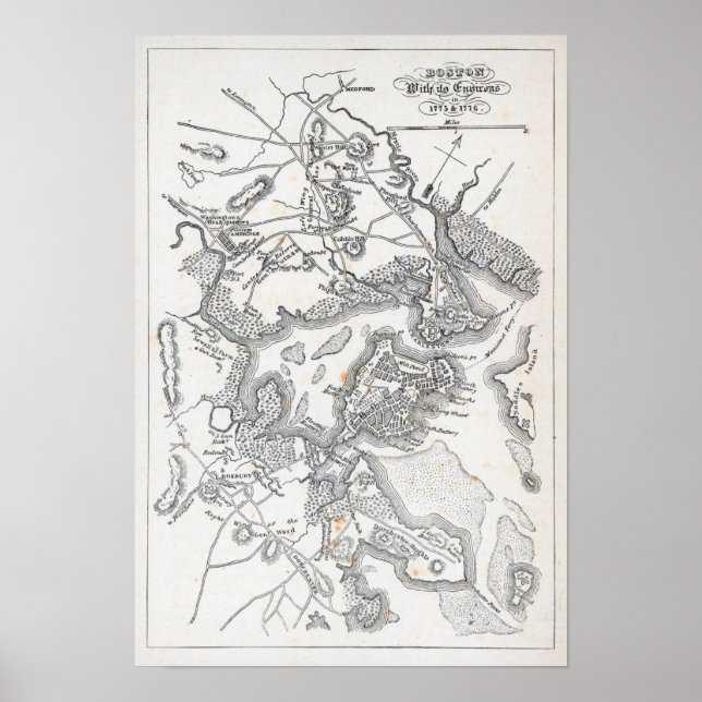 Poster Antique Map of Boston | 1775-1776 (Frente)