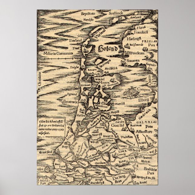 Poster Antique Map of Holland (Frente)