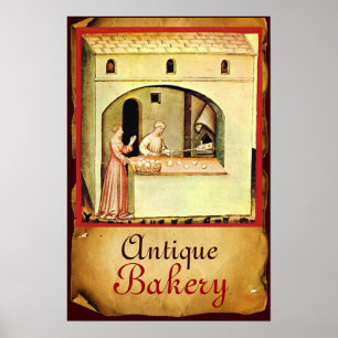 POSTER ANTIQUE OVEN BAKER, COMPRO DE PÃO DE BAKERY