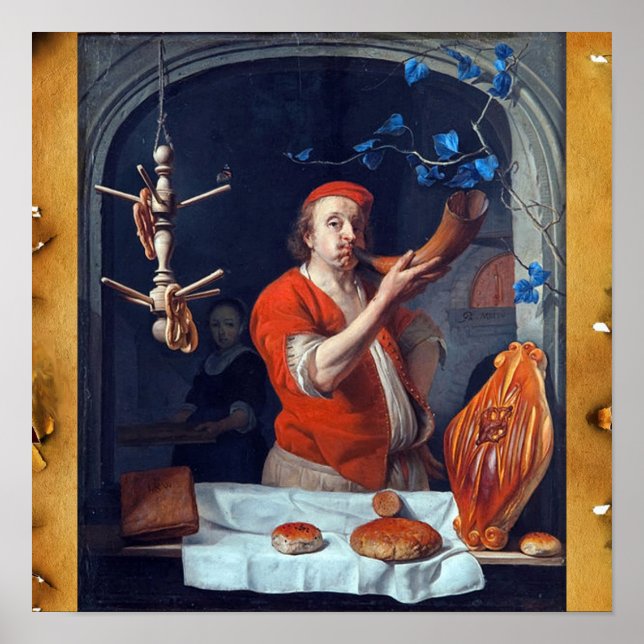 POSTER ANTIQUE OVEN BAKER, COMPRO DE PÃO DE BAKERY (Frente)