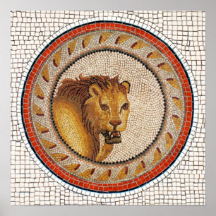 PÔSTER ANTIQUE ROMAN MOSAICS / LION