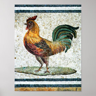 POSTER ANTIQUE ROMAN MOSAICS / ROOSTER