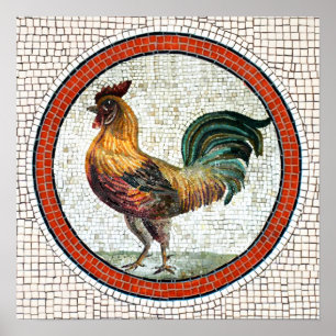 PÔSTER ANTIQUE ROMAN MOSAICS / ROOSTER