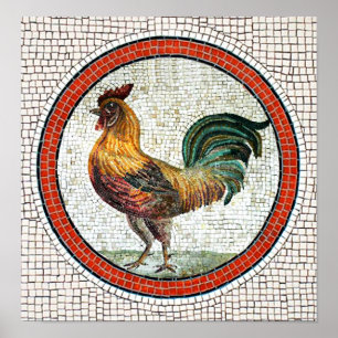 PÔSTER ANTIQUE ROMAN MOSAICS / ROOSTER