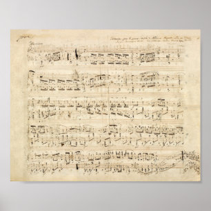 Poster Antique Sheet Music Chopin Manuscript
