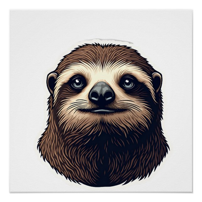 Pôster Antique Sloth Illustration Vintage Tee (2) (Frente)