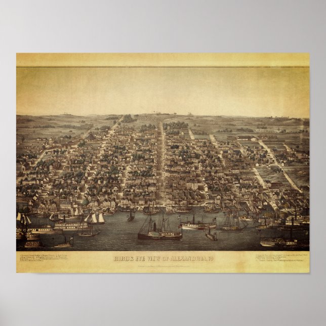 Poster Antique Vintage Map Alexandria VA 1863 (Frente)