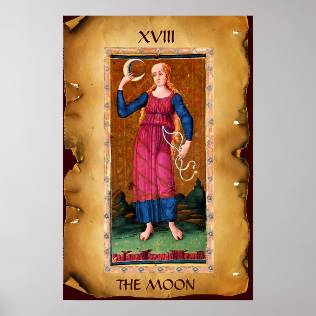 PÔSTER ANTÍQUIO RENAISSANCE TAROTS 18 / A LUA (Frente)