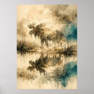 Poster Antlado Nebuloso de Alce – Arte em Aquarela