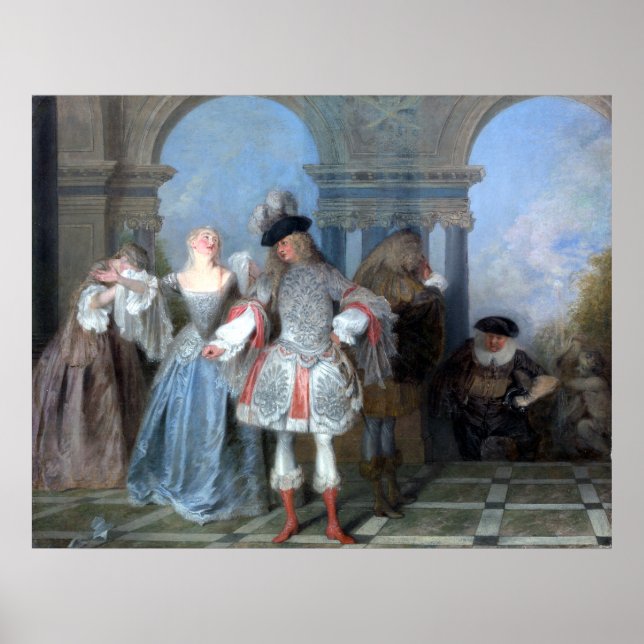 Pôster Antoine Watteau Os Comediantes Franceses (Frente)