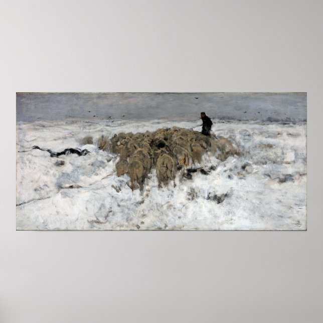 Poster Anton Mauve Flock de ovelhas com pastor (Frente)