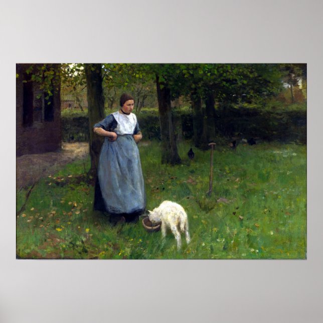 Poster Anton Mauve Woman from Laren with lamb (Frente)
