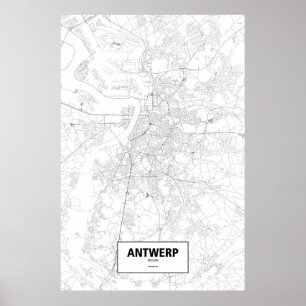 Poster Antuérpia, Bélgica (preto no branco)