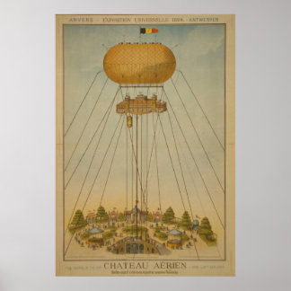Pôster Antuérpia Expo 1894 Air Castle Balloon Vintage