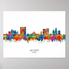 Poster Antwerp Belgium Skyline