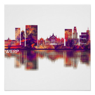 Pôster Antwerp Belgium Skyline