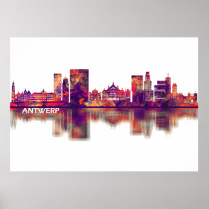 Poster Antwerp Belgium Skyline