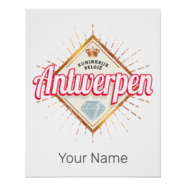 Pôster Antwerp Flanders Bélgica Retro Vintage Souvenir (Frente)