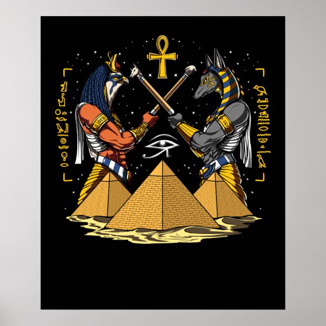 Poster Anubis Egípcio Deus Ra Ankh Olho Das Pirâmides Hor (Frente)