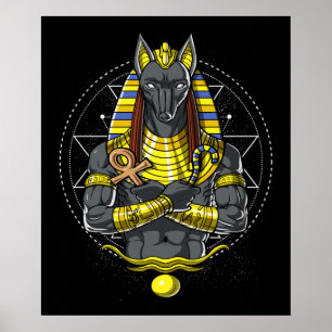 Poster Anubis Egípcio Lobo Deus Egito Mito Ankh