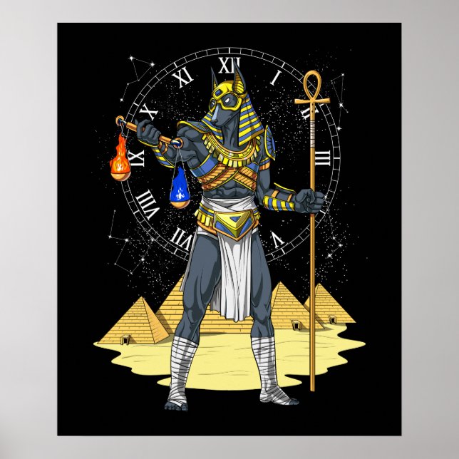 Poster Anubis Egyptian God Ancient Ankh Mythology (Frente)
