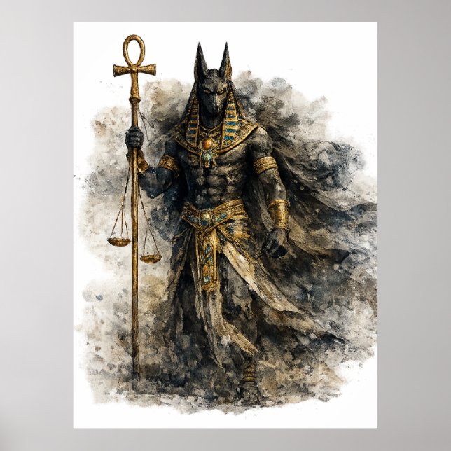 Poster Anubis Egyptian God Ancient Mythology Wall Art (Frente)