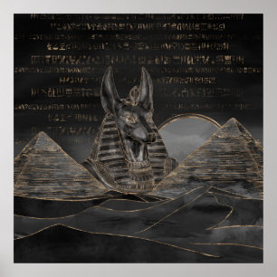 Poster Anubis na paisagem egípcia das pirâmides