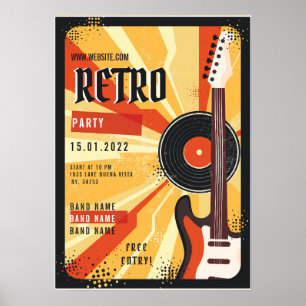 Poster Anunciamento da festa de música retrô
