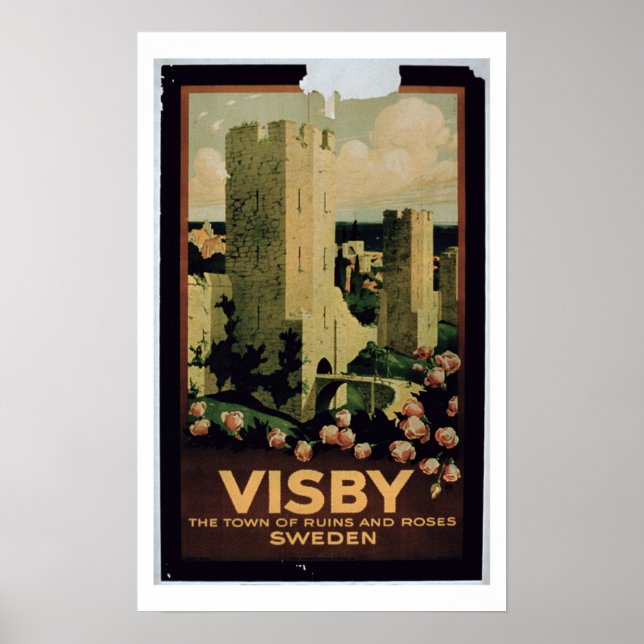 Poster anunciando a cidade de Visby, Suecia (colo (Frente)