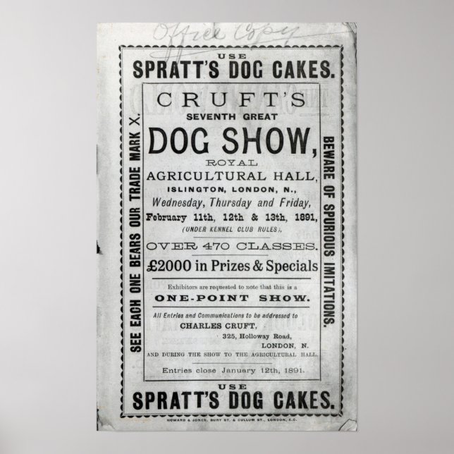 Poster anunciando Cruft's Dog Show (Frente)