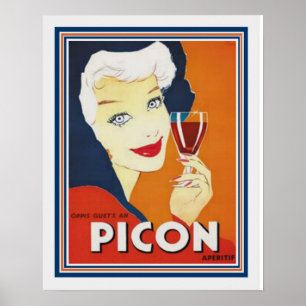Pôster anúncio 16x20 de Picon Apertif do francês dos an