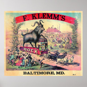 Poster Anúncio 1890 da cerveja de cerveja preta forte do